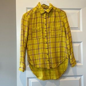 Yellow and Purple Plaid Blouse